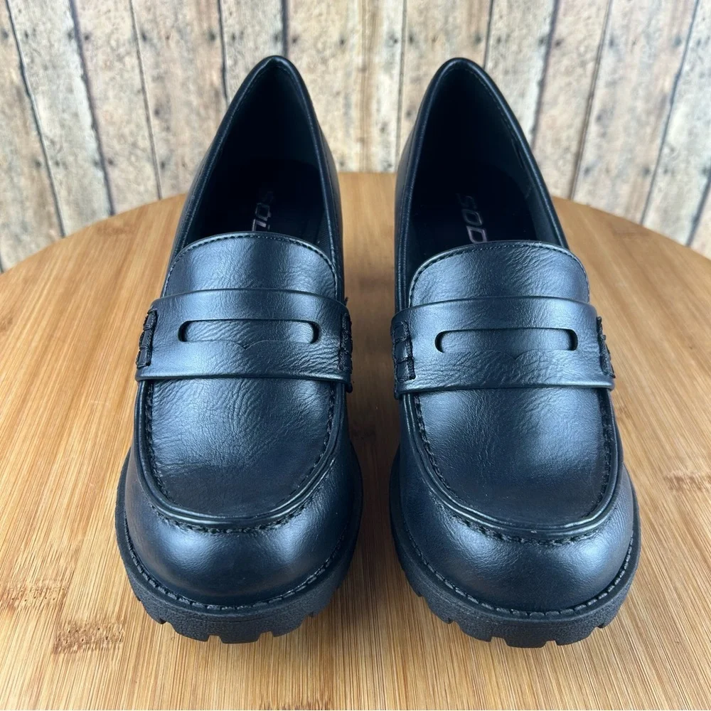 Soda Black Chunky Platform Penny Loafers